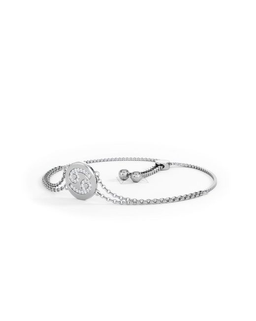 The Diamond Store White Astrology Cancer 0.07Ct Lab Grown Diamond Adjustable Medallion Bracelet Sterling