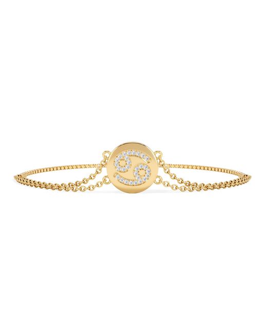The Diamond Store Metallic Astrology Cancer 0.07Ct Lab Grown Diamond Adjustable Medallion Bracelet 18K Vermeil