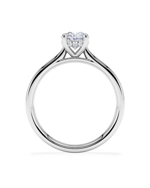The Diamond Store White Amora Oval 1.00Ct Hidden Halo Lab Diamond Engagement Ring F/Vs1 Set