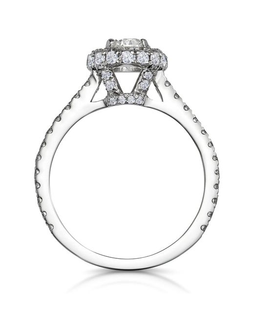 The Diamond Store White Valerie Diamond Halo Engagement Ring 18K 1.10Ct G/Si2