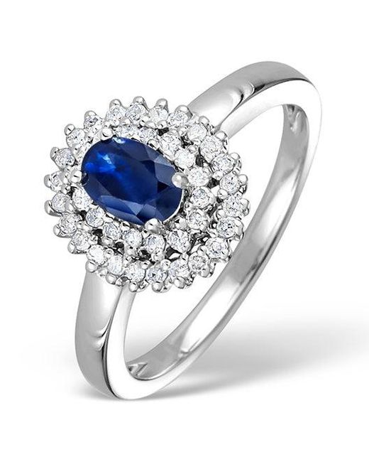 The Diamond Store White Sapphire 4 X 6Mm And Diamond 9K Ring