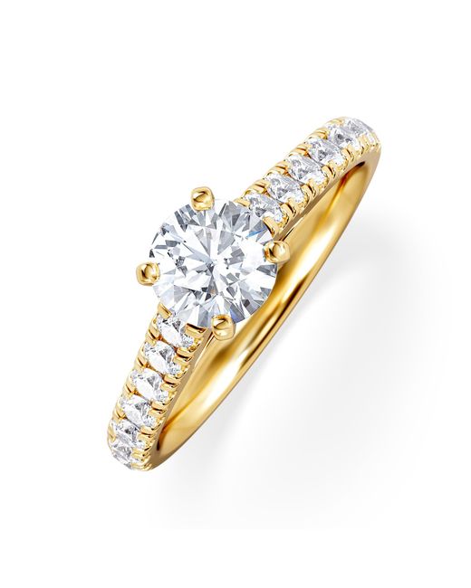 The Diamond Store Metallic Natalia Gia Diamond Engagement Side Stone Ring 18K 1.15Ct G/Vs2