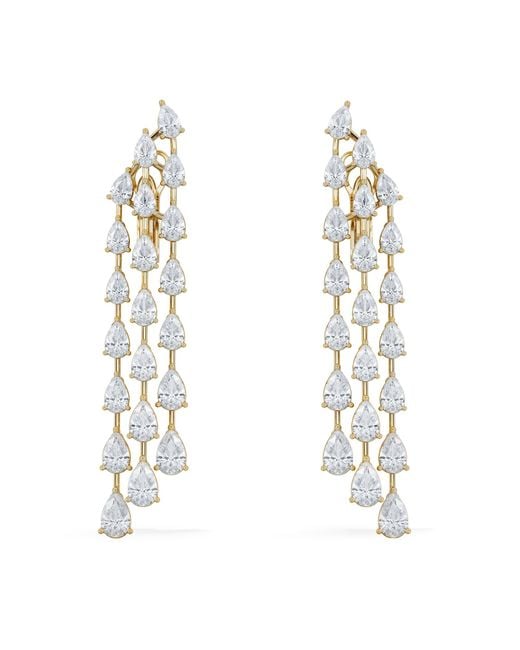 The Diamond Store White Luxe 10.00Ct Lab Diamond Chandelier Earrings With Igi Certified Pear-Cut Diamonds