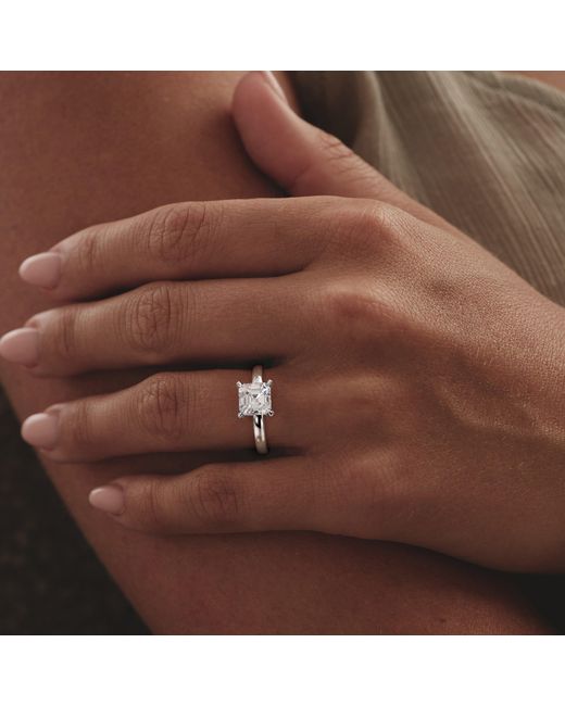 The Diamond Store White Origin 2.00Ct Asscher Cut Lab Diamond Solitaire Engagement Ring