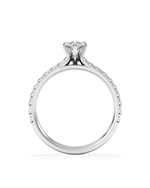 The Diamond Store White Amora Pear 0.97Ct Hidden Halo Lab Diamond Engagement Ring With Side Stones Set