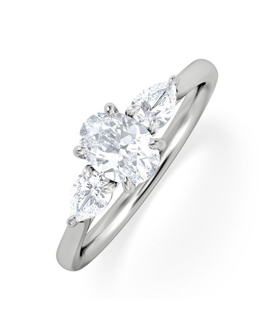 The Diamond Store White Evoke 3 Stone Oval Cut Lab Diamond Ring 0.50Ct