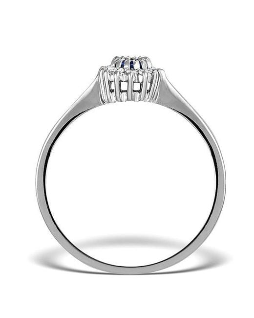 The Diamond Store Blue Sapphire 5 X 3Mm And Diamond 18K Ring