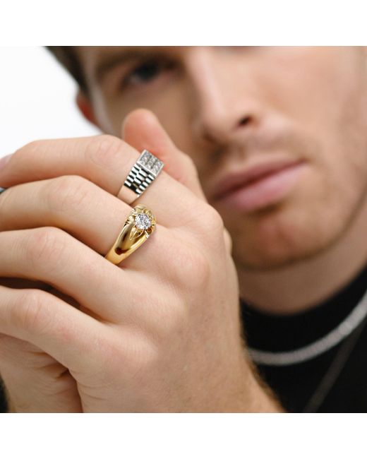 The Diamond Store Metallic Lab Diamond Signet Ring 0.50Ct Round Cut for men