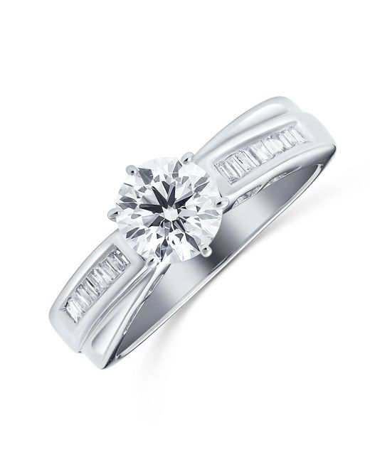 The Diamond Store White 18K Ring Baguette Set Lab Diamond Mount (1.17Ct)