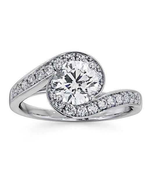 The Diamond Store Metallic Anais Gia Diamond Engagement Halo Ring 1.38Ct G/Vs2