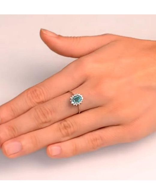 The Diamond Store Green Emerald 0.83Ct And Diamond 9K Ring