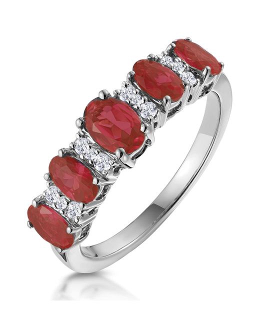 The Diamond Store Red 1.85Ct Ruby And Lab Diamond Eternity Ring