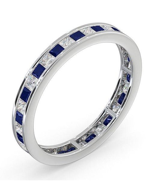 The Diamond Store Blue Eternity Ring Lauren Diamonds G/Vs And Sapphire 1.20Ct -18K