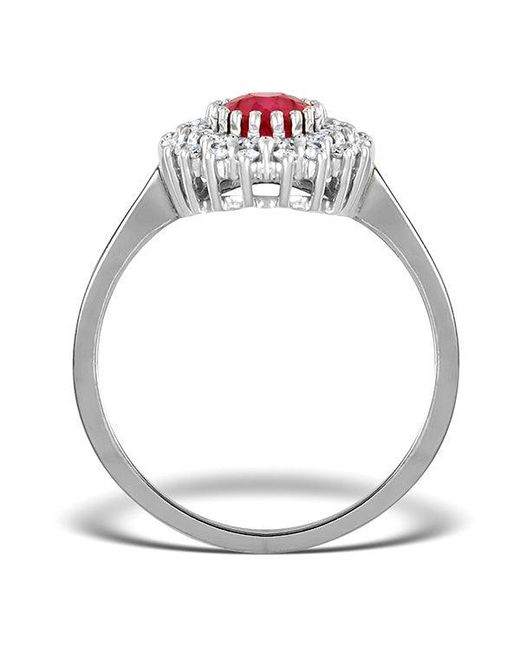 The Diamond Store White Ruby 7 X 5Mm And Diamond 9K Ring