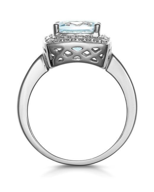 The Diamond Store Blue 2Ct Topaz And Lab Diamond Ring 9K