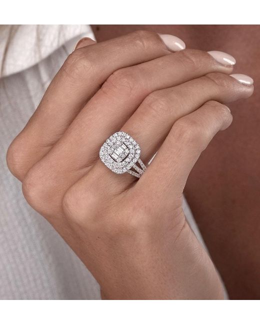 The Diamond Store Metallic 1.25Ct Asteria Collection Double Halo Diamond Ring