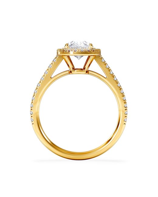 The Diamond Store Metallic Georgina Lab Oval Diamond Halo Engagement Ring 18K 2.05Ct F/Vs1