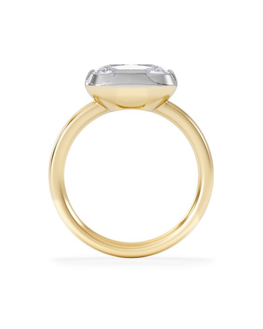 The Diamond Store White East West 3.00Ct Elongated Cushion Cut Lab Diamond Solitaire Engagement Ring