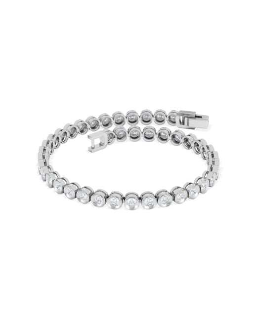 The Diamond Store Metallic 3.00Ct Round Cut Lab Diamond Bezel Tennis Bracelet