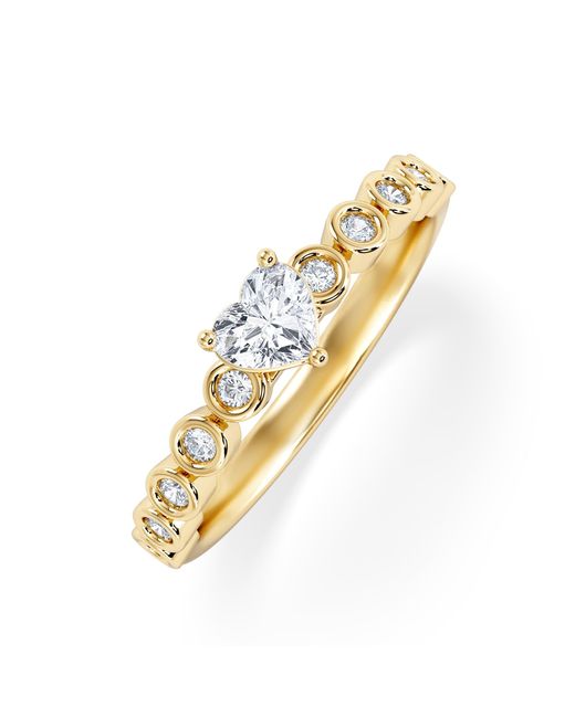 The Diamond Store Metallic Entwine 0.30Ct Heart Cut Lab Diamond Solitaire Engagement Ring With Side Stones