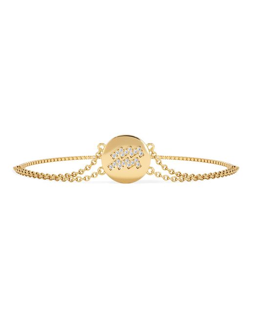 The Diamond Store Metallic Astrology Aquarius 0.07Ct Lab Grown Diamond Adjustable Medallion Bracelet 18K Vermeil