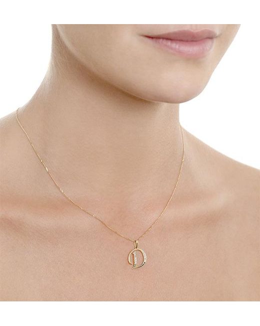 The Diamond Store Metallic Initial 'D' 0.05Ct Lab Diamond Pendant Necklace