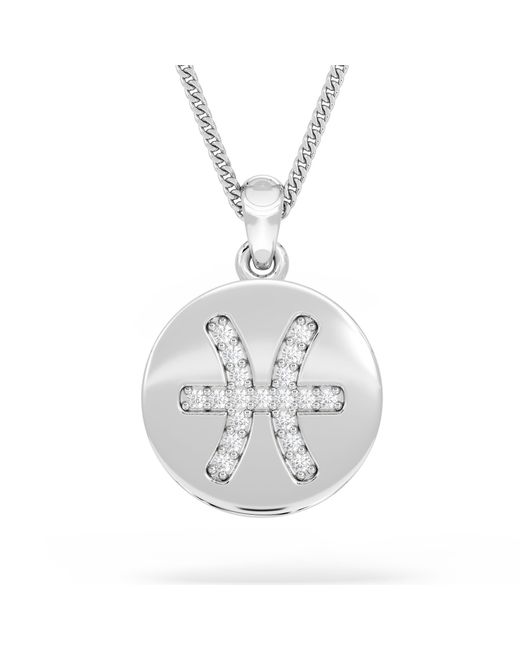 The Diamond Store Metallic Astrology Pisces 0.07Ct Lab Grown Diamond Medallion Pendant Necklace