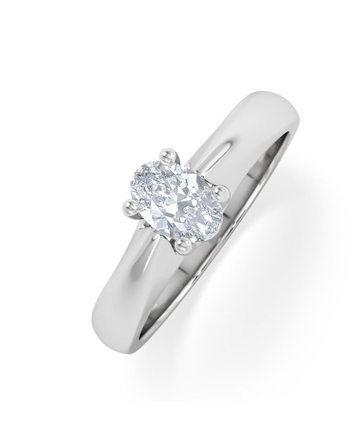 The Diamond Store White Naomi Oval Cut Lab Diamond Engagement Ring 0.50Ct H/Si