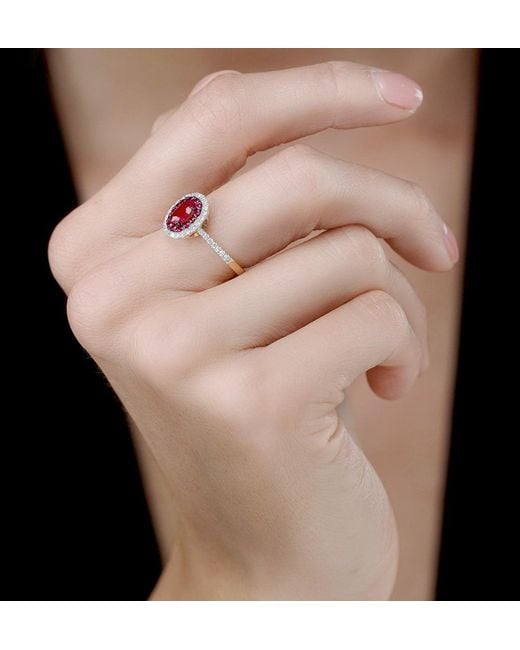 The Diamond Store Metallic Ruby And Diamond Double Halo Ring