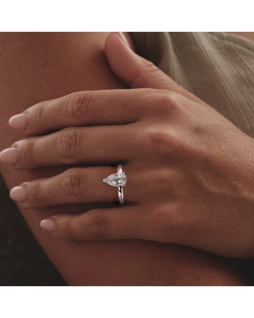 The Diamond Store White Origin 2.00Ct Pear Cut Lab Diamond Solitaire Engagement Ring