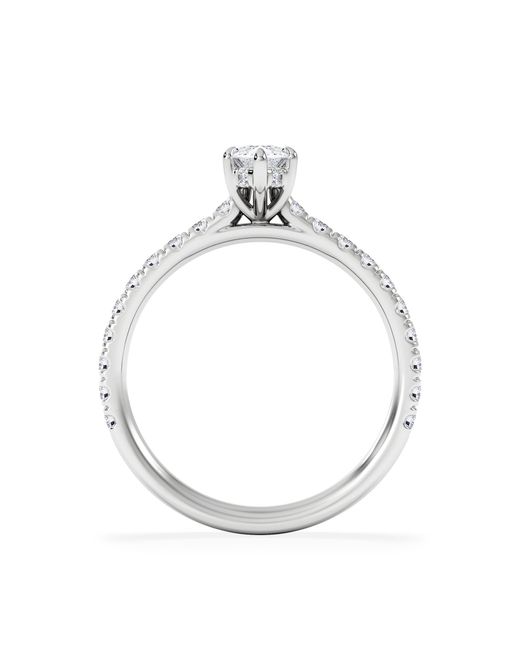 The Diamond Store White Amora Marquise 0.97Ct Hidden Halo Diamond Engagement Ring With Side Stones Set