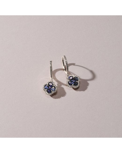 The Diamond Store Blue Alegria 2.00Ct Lab Sapphire Halo Earrings