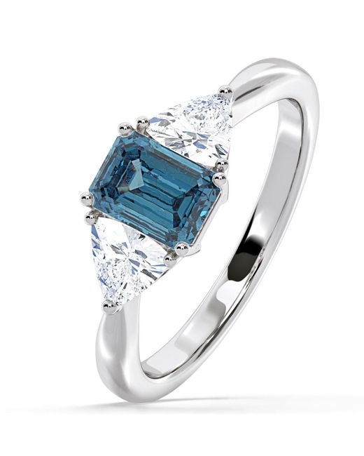 The Diamond Store Blue Aurora Lab Diamond Emerald Cut And Trillion 1.70Ct Ring