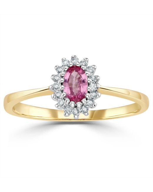 The Diamond Store Metallic 9K Diamond Sapphire Ring 0.05Ct