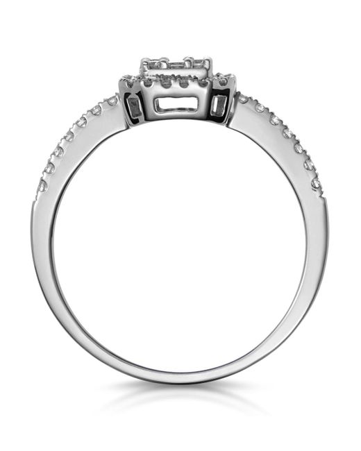 The Diamond Store White 0.40Ct Halo Baguette Diamond Asteria Ring