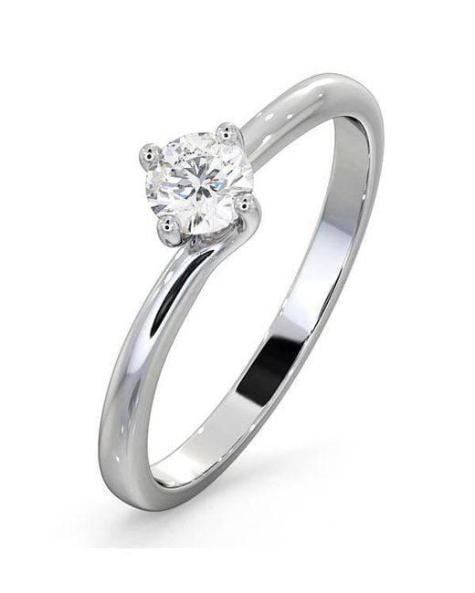 The Diamond Store Metallic Lily Certified Lab Diamond Engagement Ring 0.33Ct G/Si1 Platinum