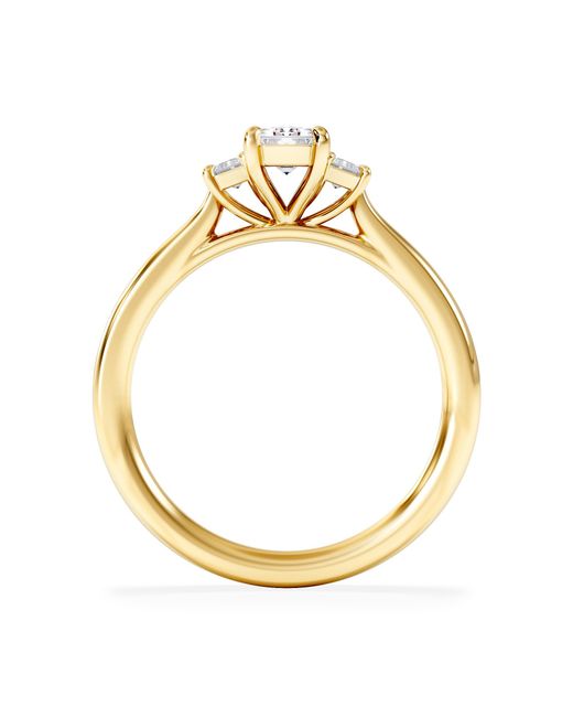 The Diamond Store Metallic Evoke 3 Stone Emerald Cut Lab Diamond Ring 0.50Ct