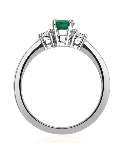 The Diamond Store Green Emerald 0.75Ct And Diamond 18K Ring N4316Y