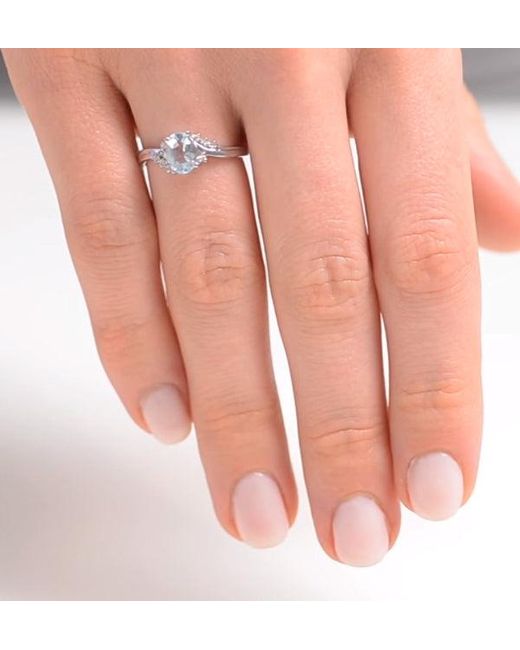 The Diamond Store Blue Aquamarine 0.70Ct And Diamond 18K Ring N4442