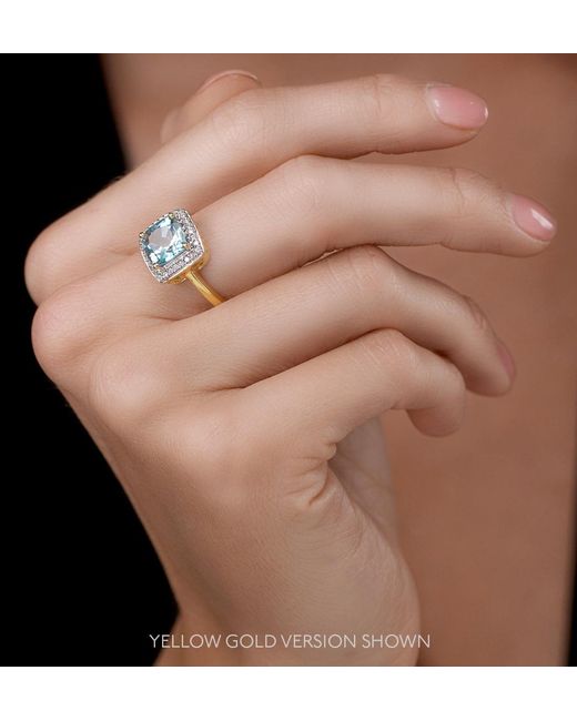 The Diamond Store Blue 2Ct Topaz And Lab Diamond Ring 9K
