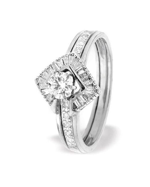 The Diamond Store White Diamond 0.65Ct And 9K Solitaire Ring With Shoulders