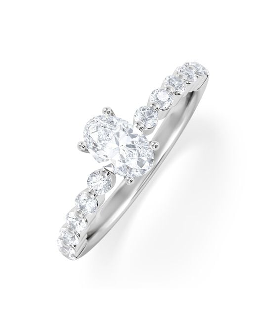 The Diamond Store White Solstice Oval Cut 0.80Ct Lab Diamond Engagement Ring F/Vs