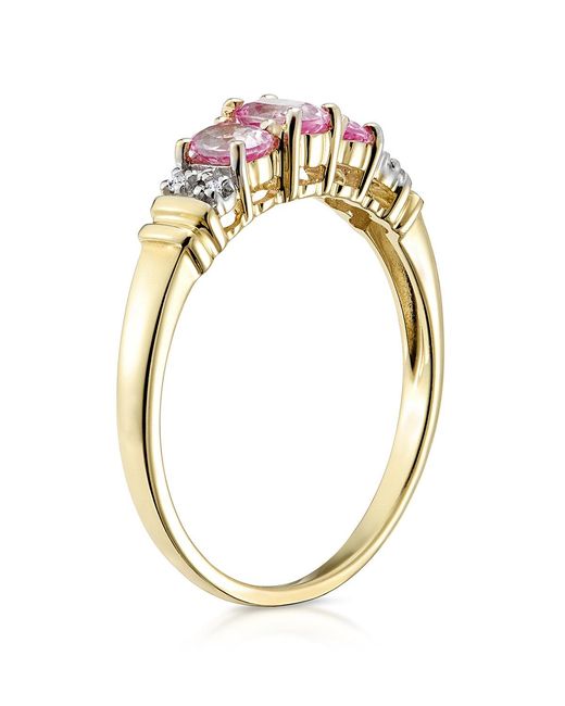 The Diamond Store Pink Sapphire And 0.02Ct Diamond Ring 9K