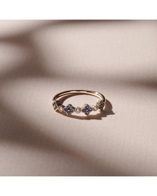 The Diamond Store Blue Alegria 4 Clover Lab Sapphire Ring 0.25Ct