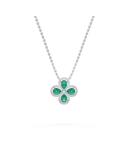 The Diamond Store Green Bloom 3.20Ct Lab Emerald And Lab Diamond Necklace