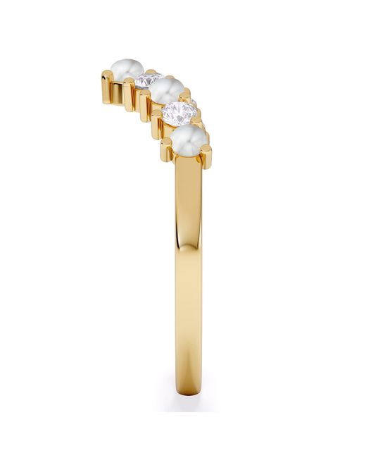 The Diamond Store Metallic Starlit Pearl And Lab Diamond Wishbone Ring
