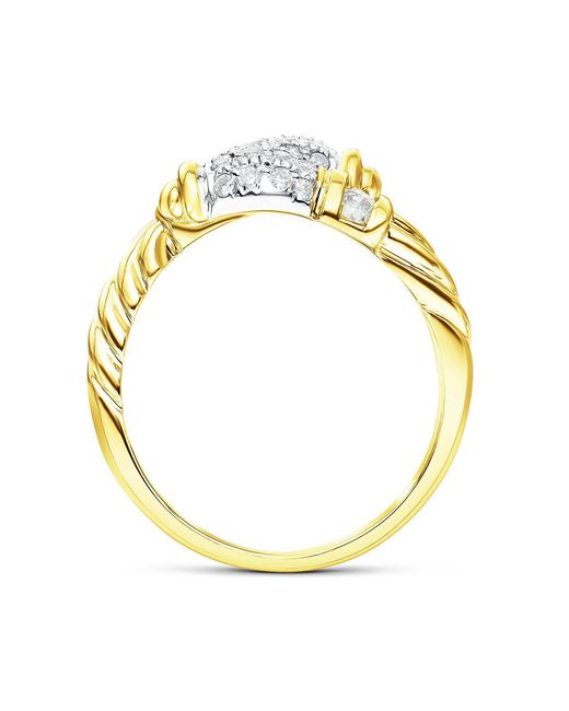 The Diamond Store Metallic 9K Diamond Pave Detail Crossover Ring 0.52Ct