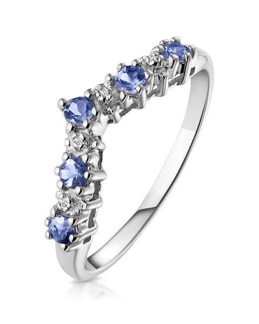 The Diamond Store Blue Diamond And Tanzanite 0.35Ct Wishbone Ring