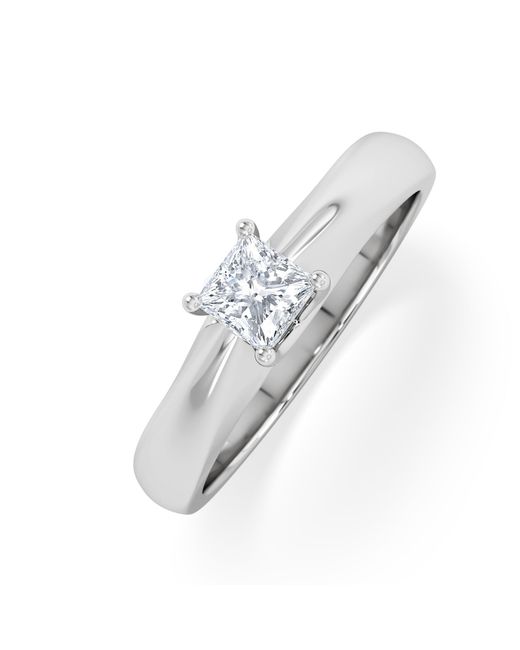 The Diamond Store White Naomi Princess Cut Lab Diamond Engagement Ring 0.33Ct H/Si
