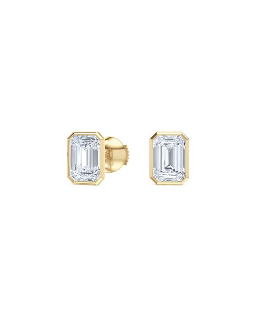 The Diamond Store Metallic Bezel Set 3.00Ct Emerald Cut Lab Diamond Stud Earrings